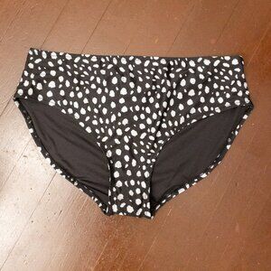 Black & White Dot High-Waisted Swim Bottom 2X Plus Size
